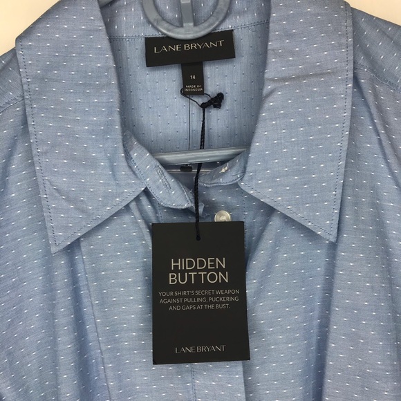 Lane Bryant blue button down top size 14 NWT - Picture 3 of 5